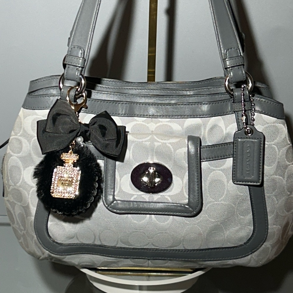 Coach Gray and Silver Satchel ⭐️excellent condition!